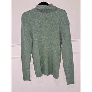 Collusion Green Marled‎ Ribbed Mock Neck Sweater Mens XL Cotton Blend